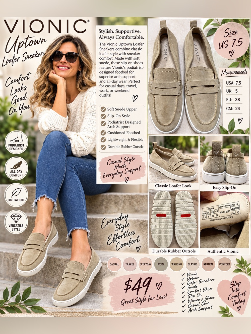 Vionic Taupe Suede Penny Loafers - Slip-On Flats
